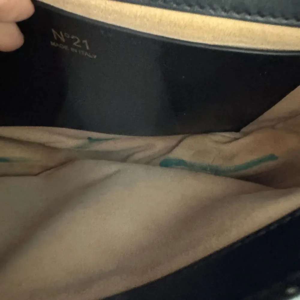 N21 Black Leather Shoulder Bag Gold Hardware Made in Italy $1,100